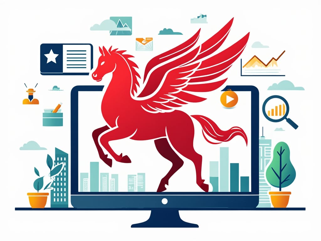 reall dallas seo company icons represented by a red pegasus, the symbol of the city of dallas, tx