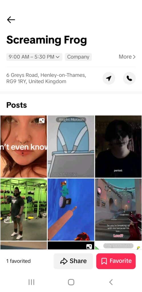 screaming frog listing on tiktok app